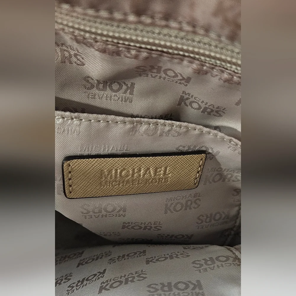 Michael Kors Cindy Dome Tan Leather Satchel-Crossbody